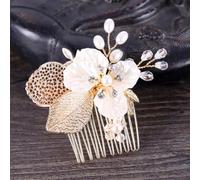 Pettini per capelli dorati con strass e perle, diademi da donna, accessori da sposa, stile 28