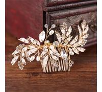 Pettini per capelli dorati con strass e perle, diademi da donna, accessori da sposa, stile 30