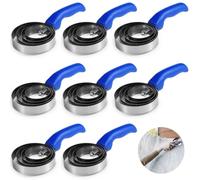 Pettini per curry per cavalli, 8 pezzi, spazzole reversibili in acciaio inox, spazzole per curry in metallo a 4 anelli con impugnatura per cavallo, cane, capra, mucca, pecora, animali domestici