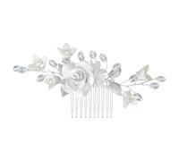 Pettinino per Capelli da Sposa, Elegante Principessa Argento Fiore Fermaglio Capelli Sposa per Donne e Ragazze Comunione Matrimonio Damigella d'Onore Compleanno e Occasioni Speciali