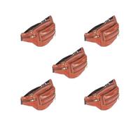 Petto in pelle Borse alla moda Shopping Telefono Portafoglio Uomo Marsupio Multi-tasca Cintura Regolabile Borsa da viaggio Rosso Rosso Marrone, Set da 5 (rosso marrone), Red Brown, come descrizione