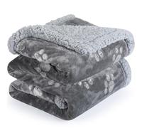 PETTOM Coperta Impermeabile per Cani, Coperta Animali Domestici in Sherpa e Flanella Reversibile, Coperta Cane Lavabile in Lavatrice (152 x 127 cm, Grigio- Artiglio)
