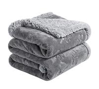 PETTOM Coperta Impermeabile per Cani, Coperta Animali Domestici in Sherpa e Flanella Reversibile, Coperta Cane Lavabile in Lavatrice (100 x 70 cm, Grigio- Artiglio)