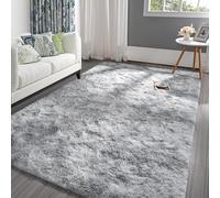 Pettop Tappeto soffice tie-dye grigio chiaro per camera da letto e soggiorno, 0,9 x 1,5 m, super morbido, peloso, peloso, per ragazze, bambini e ragazzi, tappeto antiscivolo e lavabile, per asilo nido