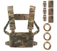 Pettorale da Ricognizione Modulare con Profilo Sottile Design Integrato Gancio e Anello Custodia Cerniera Reticolo MOLLE Tracolla Tagliata Al Laser Fibbie a Sgancio Rapido Imbracatura Tattica ad H(Mc)