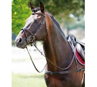 Pettorale inglese in cuoio con elastico e collarino sfilabile senza cromo Tattin