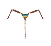 Pettorale western in cuoio con decorazione simil tappeto e fibbie inox Pools