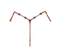 Pettorale western in cuoio con ricami a rombi azzurri modello Oceano Pools