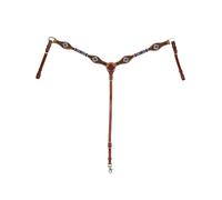 Pettorale western in cuoio decorato a rombi con perline blu Pools