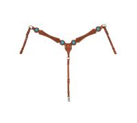 Pettorale western in cuoio decorato con pietre blu e fibbie in acciaio Pools