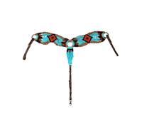 Pettorale western rope in cuoio e corda turchese Pools