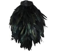 Pettorina con piume nere, costume da strega, mantello da regina oscura simile a uccello per Halloween, feste in costume, spettacoli teatrali