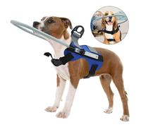 Pettorina di sicurezza per cani ciechi o ipovedenti con anello protettivo, vestibilitÃ comoda e regolabile.