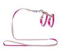 Pettorina e guinzaglio per Cuccioli e per Gatti SeventiesNylon Rosa carico