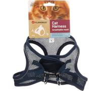 pettorina gatto - Step&Go Berta blu scuro L - 30-34 cm / 48-52 cm - nylon con mesh traspirante e bande riflettenti