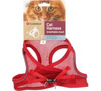 pettorina gatto - Step&Go Berta rosso M - 29-33 cm / 42-46 cm - nylon con mesh traspirante e bande riflettenti