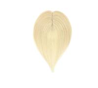 Pettorina per capelli veri, 7 x 13 cm, base in seta, accessorio per capelli da donna, clip in top, extension per capelli aggiunge volume (6 pollici, biondo sbiancante)