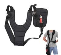 Pettorina regolabile per decespugliatore, comoda e traspirante, imbottita, doppia tracolla, in nylon, per tosaerba da giardino, tosaerba, decespugliatore, nero