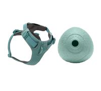 Pettorina Ruffwear + Gioco per cani Ruffwear Snack Huckama - Ø 8,9 cm gratis! - Front Range, verde River Rock - Taglia S: 56 - 69 cm di circ. torace