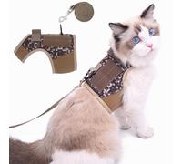Pettorina tattica per gatti e guinzaglio per passeggiate, a prova di fuga, regolabile, giacca imbottita elegante per gatti per l'inverno, motivo mimetico Desert, taglia S