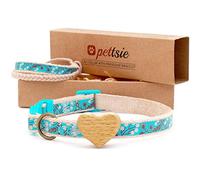 Pettsie Collare di Sicurezza per Gatto, con Cuore, Braccialetto dell'amicizia, 100% Cotone Naturale, Morbido, Extra Confortevole, Resistente (20,3-28 cm)