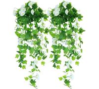 Petunie Artificiali per Esterni Resistenti Ai Raggi UV - 44 Mazzi 39 in Fiori Finti Piante Sospese per Portico Anteriore, Cortile, Giardino Interno, Decorazioni Primaverili ed Estive(White,2PCS)