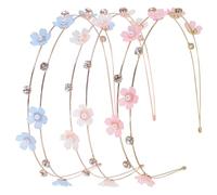 Petunny 3 cerchietti per capelli in metallo con fiori e perle, con strass, alla moda, da sposa, per donne e ragazze