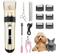 PETVION Tosatrice per Cani e Gatti Professionale Tagliacapelli Animali con Display LED Lame in Ceramica Impermeabile IPX7 Ricaricabile USB, Motore Silenzioso, Kit con 6 Pettini Guida per Uso Domestico