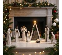 Petvolve Presepe per interni, 8 pezzi | I set e le figure del presepe danno vita alla storia della Natività, una tradizione natalizia senza tempo per il caminetto