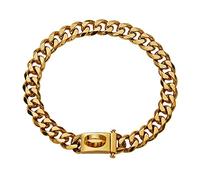 Petyoung Collare a catena per cani in oro, collana a catena cubana con fibbia in metallo con anello a D per costume da cucciolo