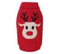 Petyoung Dog Cartoon Reindeer Sweaters, Pet Winter Warm Knitwear Clothes Christmas Coat for Small Medium Dog Cat