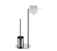Petyoung Piantana Portarotolo e Scopino Spazzolato,Set Porta Carta Igienica in Acciaio Inox, Porta Carta Igienica e Scopino da Terra