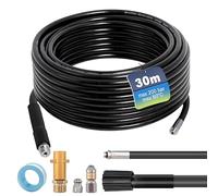 Petyoung Set di 30 m, tubo di pulizia ad alta pressione, 200 bar, 60 °C, tubo idropulitrice, con adattatore e ugelli, compatibile con idropulitrice Kärcher K2 K3 K4 K5 K6 K7