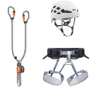 Petzl - Kit Via Ferrata Vertigo - Set via ferrata Harness: 65-96 cm - Helmet: 53-61 cm grigio