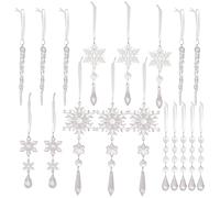 Peufcmi Decorazioni A Fiocchi Di Neve | Pendente Decorativo 2D Trasparente | Ornamenti Per Albero Di Natale A Di Neve - Per Inverno Meraviglia Casa Ufficio Compleanno Festa Vacanza Classe