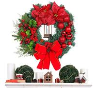Peufcmi Le Corone Di Natale Illuminate Per Uso Esterno,Corona Stagionale Con Fiocco,Decorazione Per Le Feste | Per Portico Cucina Armadio Cascina Mensola Porta Anteriore Parete Finestra Casa