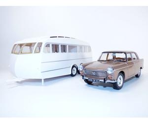 PEUGEOT 404 marron + caravane HENON 1/18