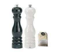 Peugeot Paris Set macinapepe e macinasale, 22 cm, colore: bianco e nero, compreso sale 100 g