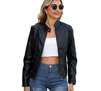 Peuignao Giacca Similpelle Donna Corta Giubbino Ecopelle Donna Giacca Biker Jacket Donna Giubbotto Similpelle Faux Leather Jacket Donna Giacche Ecopelle Giacca Curvy Nero XL