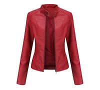 Peuignao Giacca Similpelle Donna Giubbotto Ecopelle Giubbino Ecopelle Giacca Biker Jacket Donna Giubbotto Similpelle Faux Leather Jacket Donna Giacche Ecopelle Giacca Bikers Finta Pelle Rosso XL