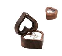Peuirre Scatola Anello，Porta Fedi Matrimonio, Scatola Anelli In Legno Di Noce, Scatola Anello Con 2 Scomparti, Legno, a Forma Di Cuore, Bianco, 2 Slot, Anello, Matrimonio, Anniversario, San Valentino