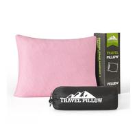 PEUJEW Piccolo cuscino in memory foam triturato, cuscino da campeggio, cuscino da viaggio, comprimibile, medio rigido, copertura traspirante, ideale per escursioni con zaino in spalla, aereo e auto