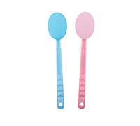 Peukerty 2 pennelli da rosa e blu per massaggiare la schiena e strofinare la schiena, applicatore facile per lozione, manico extra lungo, ideale per la corpo