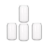 Peukerty Confezione da 4 tazze in vetro a forma di lattina, e latte, tazza semplice da birra, bicchiere da dessert, 400 ml