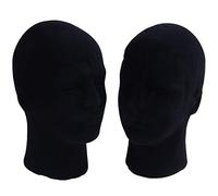 Peukerty Manichino da uomo, in polistirolo, nero, testa di manichino, 2 pezzi, colore: Nero