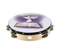 Peukerty Tamburello in legno da 25,4 cm, per piccioni e bibbia, strumento a percussione, doppio tamburello a