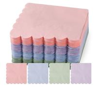 PEUTIER 100 tovaglioli da cocktail colori pastello, 24x24 cm, bordo smerlato, per eventi (4 colori macaron)