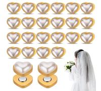PEUTIER 24 Pezzi Pesi Velo per Matrimonio, Perle Magnetiche Doppia Faccia Perle Artificiali Hijab Pin Magnetico Cuore Pesi per Perle per Donne Ragazze Vestiti Sciarpe Spille in Tessuto Decorazioni