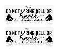 PEUTIER 2pz Cartello Non Bussare, Acrilico Cartello Non Suonare Campanello per Porta d'Ingresso Autoadesivo Do Not Knock or Ring Doorbell Sign Adesivo per Negozio Campanello Casa attività Commerciale
