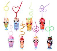 PEUTIER 32 pezzi Biglietti di San Valentino con Cannucce Pazze, Cannucce Multicolori Riutilizzabili Biglietti di San Valentino per Bambini, Bomboniere di San Valentino per Ragazze e Ragazzi Classe